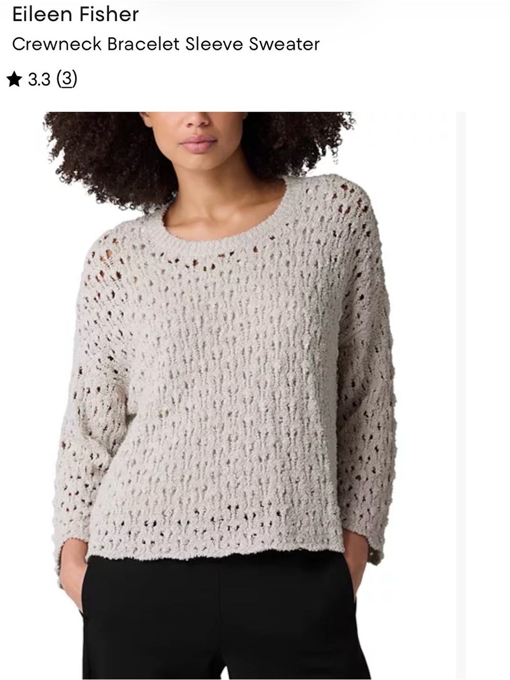 Eileen Fisher Crewneck Bracelet Sleeve Sweater